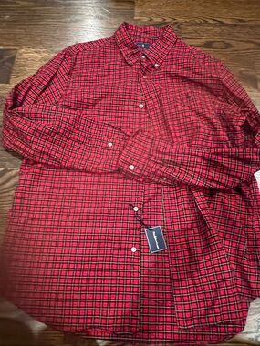 Ralph Lauren Red and Black Plaid Button-Down Shirt